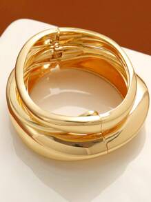 3/1pcs Simple Exaggerated Old Coin Decor Bangle Bracelet Set, For Women & Couples, Friendship, Summer Resort, Date, Daily Casual, Party Accessory