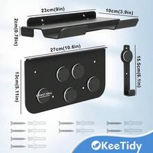 Soporte de montaje en pared compatible con Shark FlexStyle HD430 HD435 HD440BK, soporte para secador de pelo, organizador montado en la pared para almacenar accesorios, estante con organizador de cable para accesorios, rizadores y cepillos - Aluminio - Ver 7