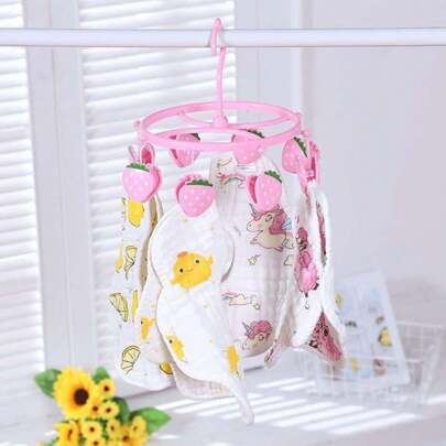 CASAMAX WL Gancho con pinzas diseño de fresa, kawaii para tender calcetines, ropa.