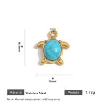 1 Pc 304 Stainless Steel 18k Gold-Plated Pendant With Natural Stone Fish, Moon, Crab, Turtle And Bird, Women's Stainless Steel Jewellery Accessories DIY Pendant