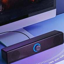 AIRUIKA 帶音量旋鈕的有線桌面電腦揚聲器，可連接電視、電腦和其他設備。 - 黑色 - 查看 11