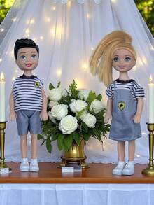 1 peça/2 peças de mini boneca de casal de 14 cm/5,5", acompanha roupas e sapatos de boneca, fantasia de festa para adultos, acessórios para boneca, presente de aniversário, Dia das Mães, presente de Natal, ótimo como lembrancinha de casamento. (Observação: o padrão de algumas roupas pode ser enviado aleatoriamente, mas o estilo é o mesmo.)