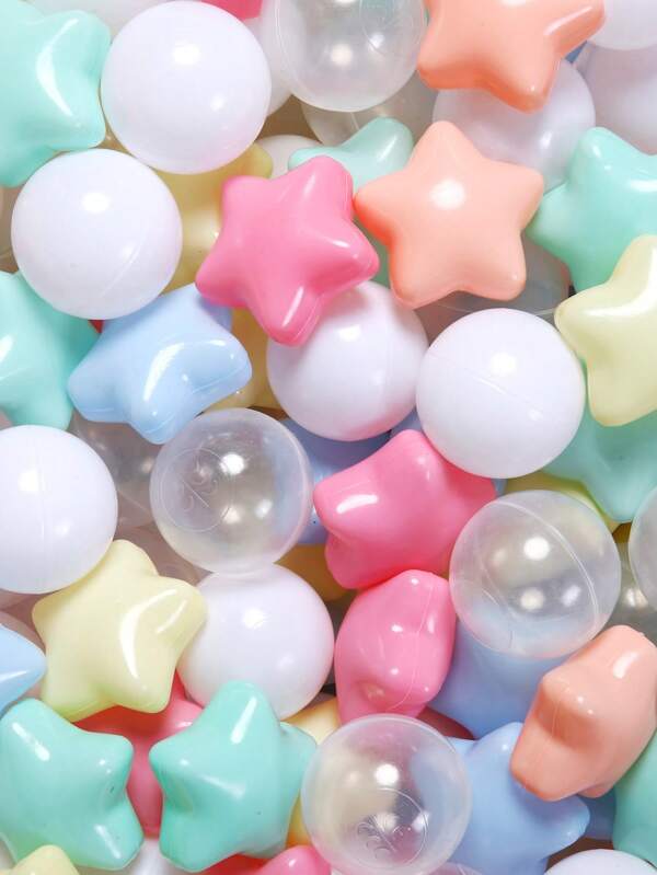 100 piezas/Bolsa Bolas de colores aleatorios con formas de estrella y redonda para piscina de bolas, juguetes suaves para actividades interiores de niños