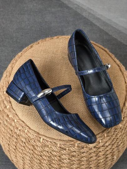 Escarpins à bout carré pour femmes, talon rond de 3 cm avec nœud papillon. Chaussures de mode polyvalentes, décontractées pour les voyages, les courses, l'extérieur, dans un style vintage. Disponibles en plusieurs couleurs, élégant bleu marine