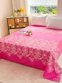 1pc Soft Skin-Friendly Printed Bedsheet, Modern Rectangular Fashion Minimalist Design For Children, Double Bed, Available In Multiple Sizes, Suitable For Bedroom Use Year-Round