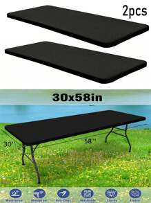 1 Piece Rectangular Tablecloth Cover +5pcs Polyester Dining Chair Cover/PU Chair Cover Set, High Stretch Polyester Spandex Material Tablecloth, Four Seasons Available Tablecloth Cover/Stool Cover, Suitable For Indoor, Outdoor, Picnic And Camping, Suitable For Decorating All Festivals And Important Occasions