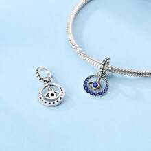 1 Piece 925 Sterling Silver Magic Eye Gemstone Pendant, Star And Moon Blue Eye Pendant, Sacred Eye Pendant, Moon And Eye Pendant, All-Seeing Eye Pendant, Devil's Eye Series Lucky Rotating Eye Pendant, Evil Guardian Sacred Eye And Hand Pendant