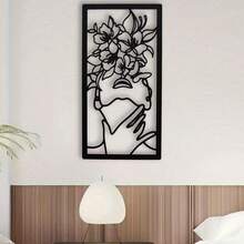 1pc Floral Dreams Creative Metal Home Decor Linear Female Art Wall Painting, Suitable For Decoration In Kitchen, Bedroom, Living Room, Study