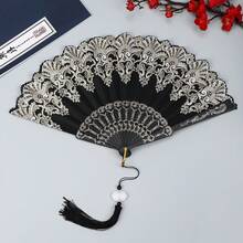 1pc 23cm Chinese Style 7-Inch Linen Folding Fan, Bone & Bamboo Material, Dragon Design, Random Hole Size, Gift/Display/Dance Fan - Folding Fan 1 - View 18