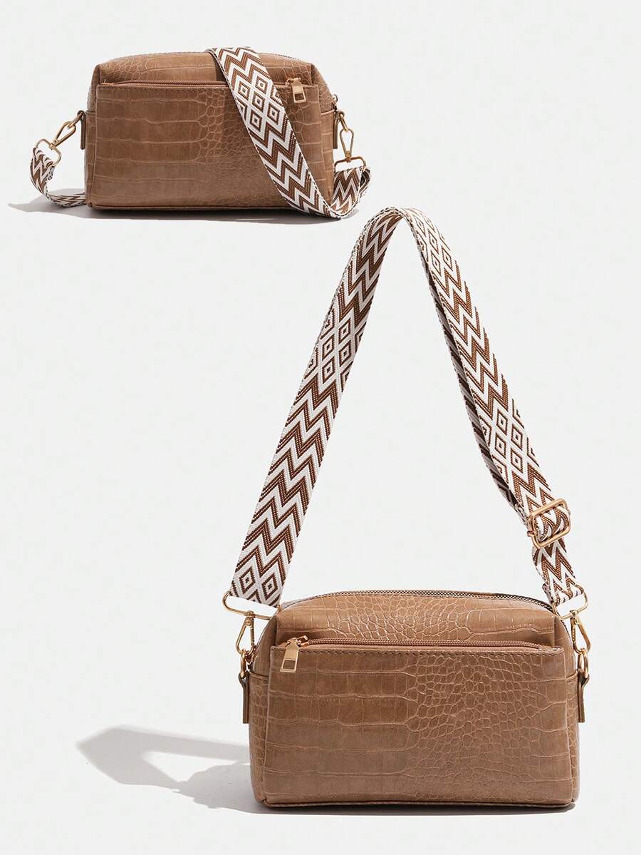 女士皮革手拿包、单肩包、手提包、斜挎包 - 卡其色 - 查看 1