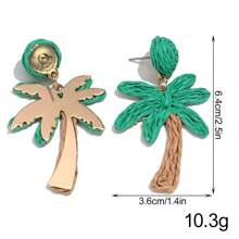 1 Par de Brincos Tecidos à Mão de Árvore de Coco de Palha, Design Boêmio de Folha de Palmeira Tropical, Adequado para Praia, Férias, Celebração, Uso Diário, Festa