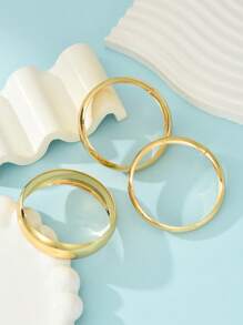 3pcs Set Vintage Style Exaggerated Minimalist Design Thick Circle Metal Bracelets, Elegant & Fashionable, Suitable For Holiday, Party, Date, Gift And Daily Wear