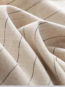 女士腰带中腰条纹色织复古优雅休闲办公室直筒裤（含腰带） - 杏色 - 查看 5