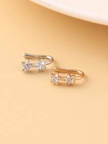 1pc Fashion Flower Nose Clip, No Piercing Nose Stud Embedded With Artificial Zirconia, Stylish Nose Ornament - Multicolor - View 3