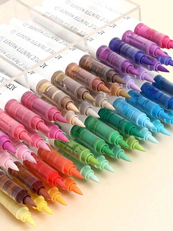 1pc 126/9 Colors Acrylic Marker - Creative Design Watercolor Pen Set With Soft Nib, For Students, Opaque, Mixable, DIY Art Supplies For Back To School Season, Markers For Graffiti On Different Material Surfaces