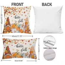 2 件套，Hello Autumn 枕套，矮南瓜和枫叶方形抱枕套，秋季装饰靠垫套，适用于户外露台、客厅、卧室、沙发、床装饰，不含枕芯 - 黃色 - 查看 3