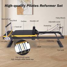 Huisuilinss Pilates Reformer,75" Foldable Pilates Machine & Equipment For Home Use And Gym Workout,Fit For Advanced And Beginners Users,Up To 250 Lbs Weight Capacity,Dual Resistance (Springs + Bands) - Black and White - View 4