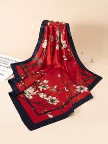 1 件全新女式 90 厘米花卉印花真丝围巾/头巾，海滩、度假和日常生活的时尚配饰，可用作发巾、头带、发带、阿巴亚配饰