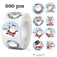 500 pezzi/rotolo di adesivi natalizi con disegni, 1 pollice di adesivi a forma di Babbo Natale, renne, albero di Natale, fiocchi di neve per regali, cartoline, matrimoni, feste natalizie, buste, fai-da-te di cartoline, timbri lucidi, forniture scolastiche, ritorno a scuola