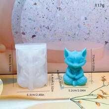 1pc Fox Shape 3D Candle Mold For Meditation, Silicone Plaster Craft Painting Figurine DIY Mold