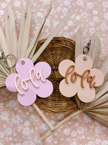 Custom Keychain, Retro Daisy Tag, Backpack Tag, Initial Keychain, Bag Tag Personalized, Gift Bag Tags, Back To School, 3D Acrylic Tag