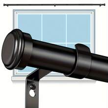 Heavy Duty Curtain Rods, Black Curtain Rods For Bedroom, Living Room, Patio, Kitchen, Farmhouse, Adjustable Easy Install Curtain Rods - Black - View 2