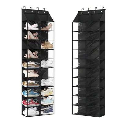Techigher Over The Door Shoe Organizer,10 Tier Hanging Shoe Rack,Oxford Cloth Hanging Shoe Organizer,Deep Pockets Shoe Holder With 4 Metal Hooks For C