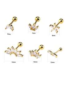 1 件耳钉 Stackale 耳环女士时尚闪亮方晶锆石耳骨耳环不锈钢 14K 镀金耳钉耳轮耳钉耳洞珠宝派对礼物