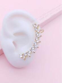 1pc Fashionable Elegant Zirconia Horse Eye Cartilage Clip-On Earring