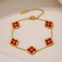 Conjunto de joyas de pulsera, collar y pendientes con flores, estilo accesorio de palacio de rombos, de estilo europeo y estadounidense