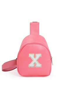 1 pieza Bolso cruzado de hombro con estampado de letras para niñas, bolso de pecho y cintura lindo adecuado para uso diario, exterior, viaje, senderismo, portátil, opción de regalo ideal