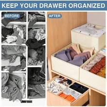 Drawer Organizer For Clothing, 12 Pack Sock Underwear Drawer Organizer Bins, Foldable Fabric Closet Organizers And Storage, Dresser Drawer Dividers For Bra, Scarves, Belt, Tie - Yellow - View 2