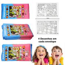 Kit 4 Cards Coloring Card Surprise Drawings To Color Cards Stickers - Multicolor - Ver 3