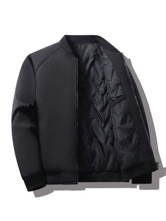 Men's Plus Size Long Sleeve Thick Warm Winter Coat, Loose Fit, Suitable For Casual, Commuting, Outdoor, Fall