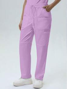 Women's Nursing Pants, Comfortable Pants, Solid Color Simple Multi-Pocket Pants