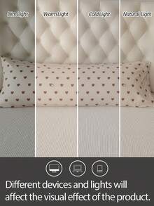 1件100%涤纶心形图案长枕套，适合床品装饰（不含枕芯）