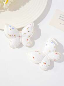 2pcs Girls' Cute & Chic Glittering 3D Butterfly Designed Hair Clips