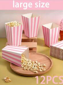 24/12/6/1个装条纹爆米花纸盒，返校派对用品，生日派对糖果盒，适用于爆米花、薯条、炸鸡和其他零食，食品礼品袋，婚礼烘焙用品，电影院零食容器 - 彩色 - 查看 21