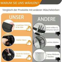 Schwarzer Wäschekorb mit Deckel, 4 Fächer, 145L, Wäschesammler mit 2 herausnehmbaren Wäschesäcken, Reise & Rollen, Wäschekorb, großer Schmutzwäschebehälter, Wäschekorb, Wäschebox, Wäsche