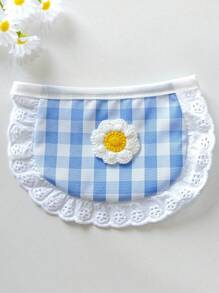 1pc Pet Daisy Plaid Bib, Cute Dog Bandana, Stylish Drool Bibs Suitable For Small/Medium Dogs And Cats