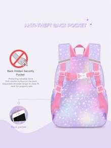 1 pieza Mochila con estampado de corazón arcoíris con colgante lindo de arcoíris y margarita, de alta capacidad con múltiples bolsillos, correa para el hombro ajustable, forro de poliéster, cierre de cremallera, tela impermeable, adecuado para ir y venir, uso diario, bolsa escolar, regalo para volver a la escuela