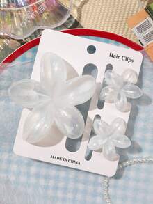 Bộ 3 kẹp tóc Boho, kẹp tóc hoa cúc màu be trong suốt chuyển màu óng ánh, lớn và nhỏ, lý tưởng cho kỳ nghỉ ở bãi biển, phụ kiện tóc thời trang xuân/hè kẹp tóc hoa Boho, thường ngày thu đông - Ngọc trai trắng - Xem 5