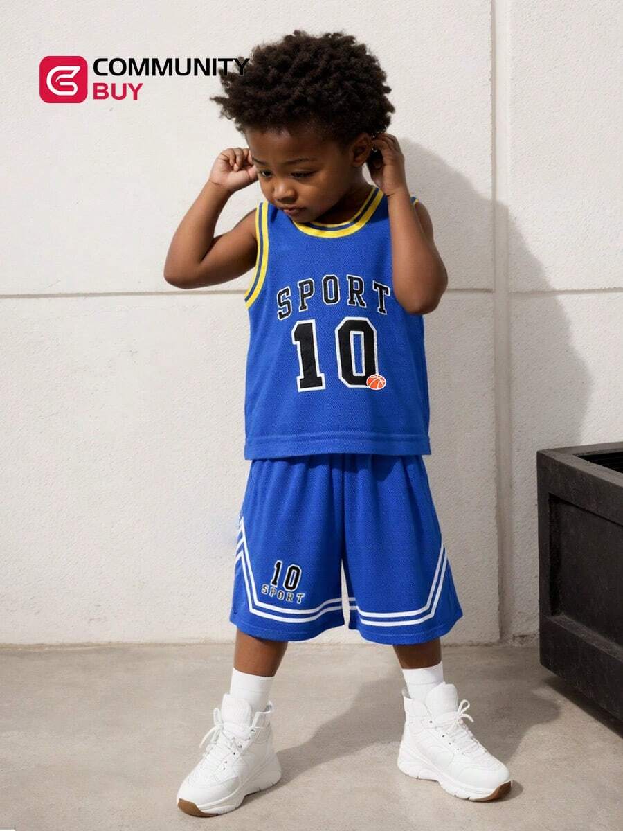 Young Boys Tank Top Co-Ords - Blue - View 1