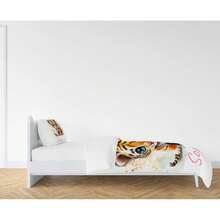 2PCS Q-Version Little Tiger Children's Bedding Set 1 Duvet Set+1 Pillowcase Soft And Breathable Polyester Fabric Digital Craftsmanship Support Customization Name Children's Room Bedroom Two Pieces Set
