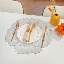 1 pièce/4 pièces/6 pièces/150 pièces Sets de table ronds en PVC style occidental avec motif pivoine, résistants à la chaleur, antidérapants, sets de table décoratifs pour hôtel, restaurant, fête, mariage, festival