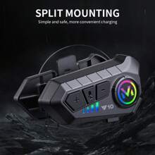 Y10 Motorcycle Helmet Bluetooth Headset 1000Mah Super Long Standby Wireless Hands-Free Waterproof Motorbike Earphone Soft Mic/Hard Mic