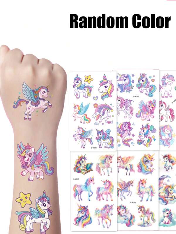 2025 Nuevas pegatinas de unicornio, pegatinas temporales de dibujos animados lindos para niños y niñas que duran de 2 a 5 días, pegatinas divertidas y resistentes al agua para fiestas, computadoras, libros, estuches de lápices, de regreso a la escuela, decoración de regalos y fiestas, juguetes interesantes y decoración de bricolaje