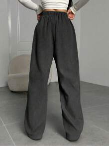 1 pezzo Pantaloni dritti in velluto a coste casual/da pendolare semplici di colore unito per ragazze/adolescenti