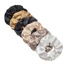 6件/套 100多种纯色女士缎面发圈 女孩弹力发带 马尾辫固定带 时尚日常使用休闲发圈