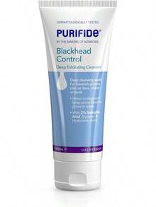 Purifide By Acnecide Blackhead Control Face Wash, Deep Exfoliating Cleanser For Acne Prone Skin 120ml, With 2% Salicylic Acid And Hyaluronic Acid